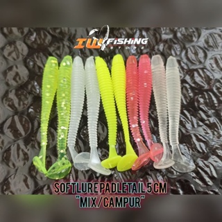 Umpan Softlure Paddle Tail 5cm 6cm 7cm Mata Kail Pancing Wormhook Untuk  Casting Air Tawar Air Laut