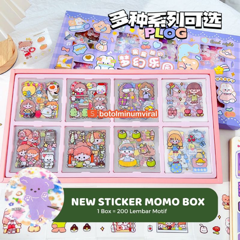 Jual Sticker Momo Box 200 pcs Viral Aesthetic Deco Jurnal Korea ...