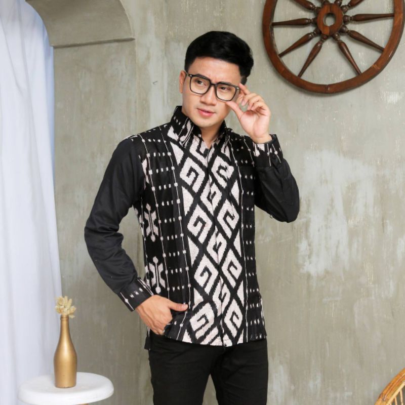 Jual Kemeja Batik Pria Songket Lengan Panjang M L Xl Xxl Shopee Indonesia