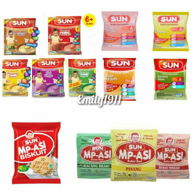 Jual Sun bubur susu sereal 120gr SACHET / 20gr sachets/ MP-ASI / mpasi ...