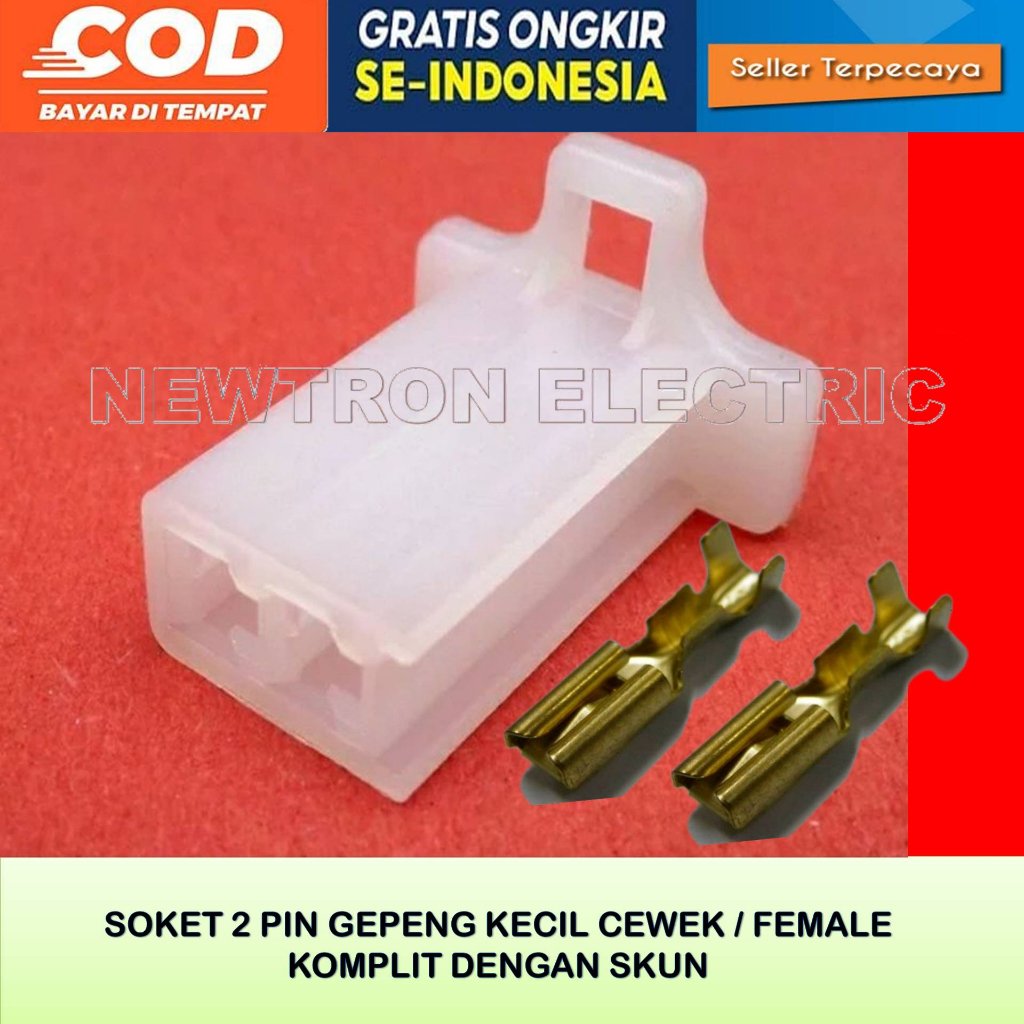 Jual SOKET 2 PIN KECIL FEMALE ORIGINAL -Soket Gepeng 2 Pin kecil Cewe ...
