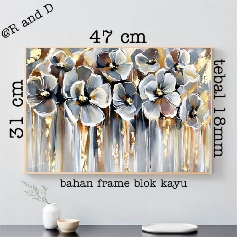 Jual Hiasan Dinding Lukisa Digital Ukuran 47x31 Lukisa Bunga Ukuran