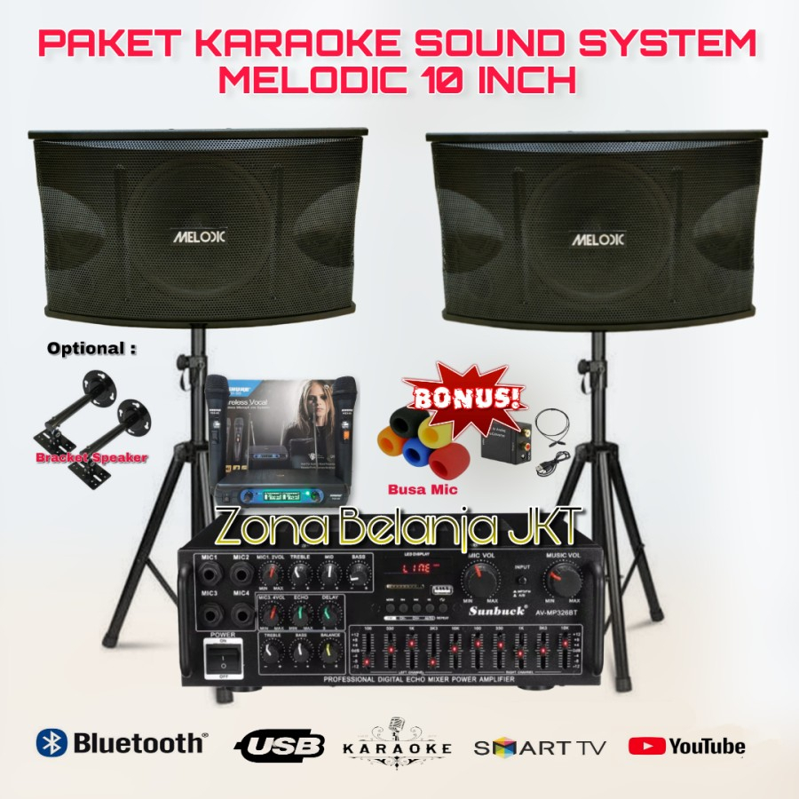 Jual PAKET KARAOKE SOUND SYSTEM RUMAHAN SPEAKER MELODIC 10 INCH ( SET 1