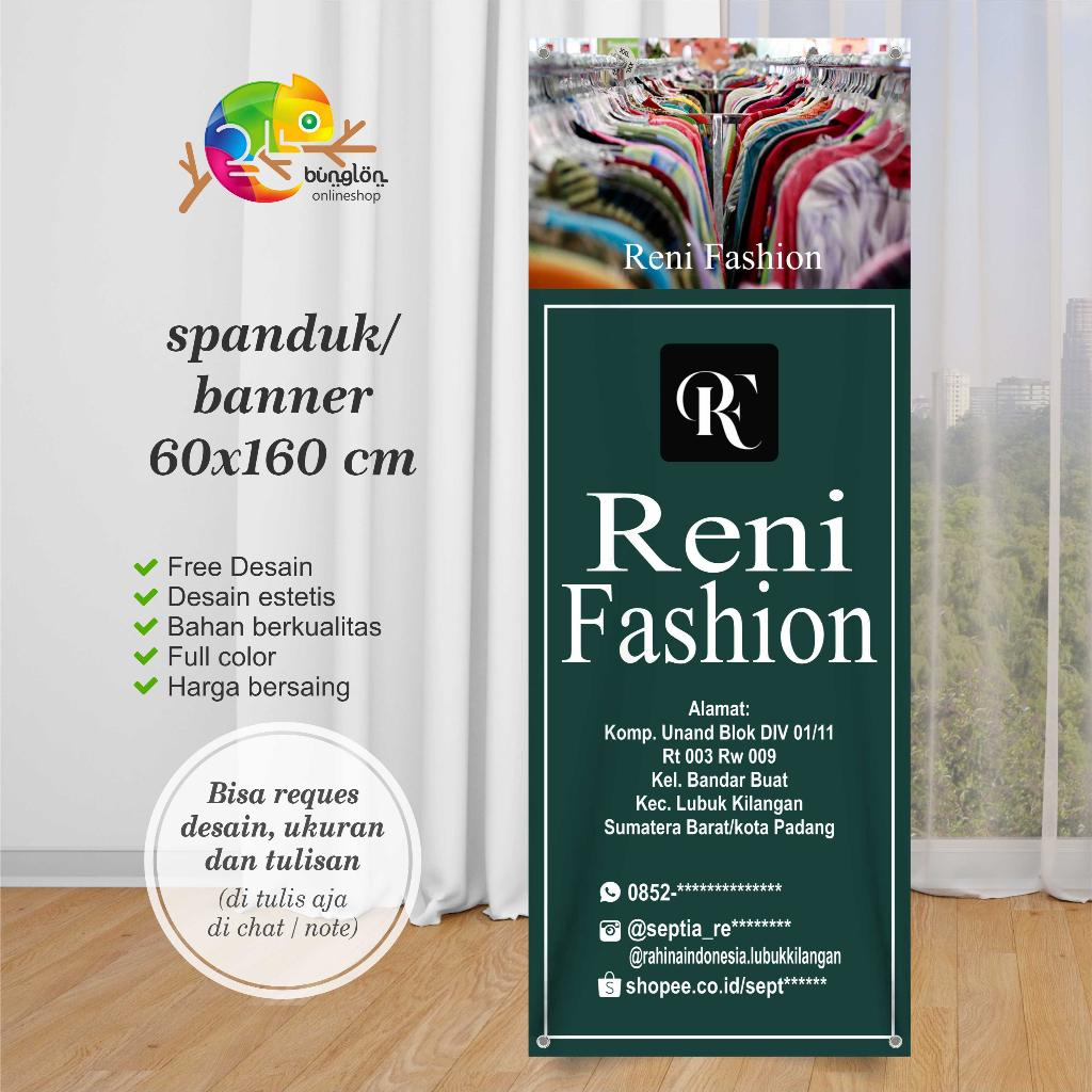 Jual Spanduk 60x160 Spanduk Toko Fashion, Spanduk Toko Baju, Spanduk ...