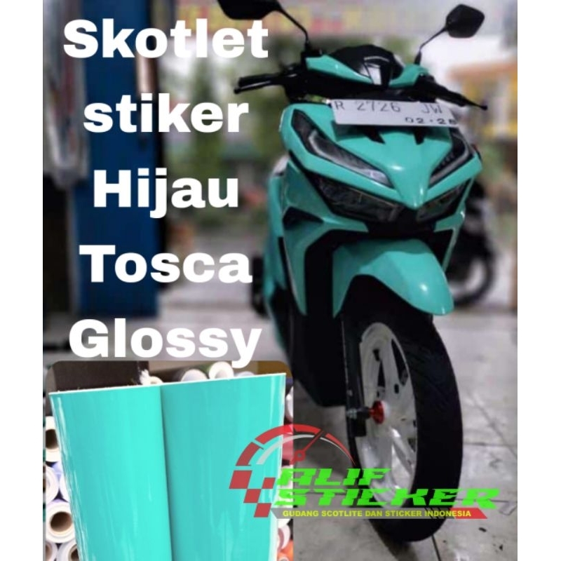 Jual Stiker Skotlet Hijau Tosca Glossy Sticker Motor Biru Tosca Scotlet