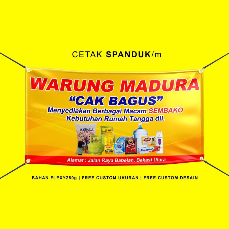 Jual Spanduk Banner Toko Sembako Warung Madura Kelontong Custom Desain