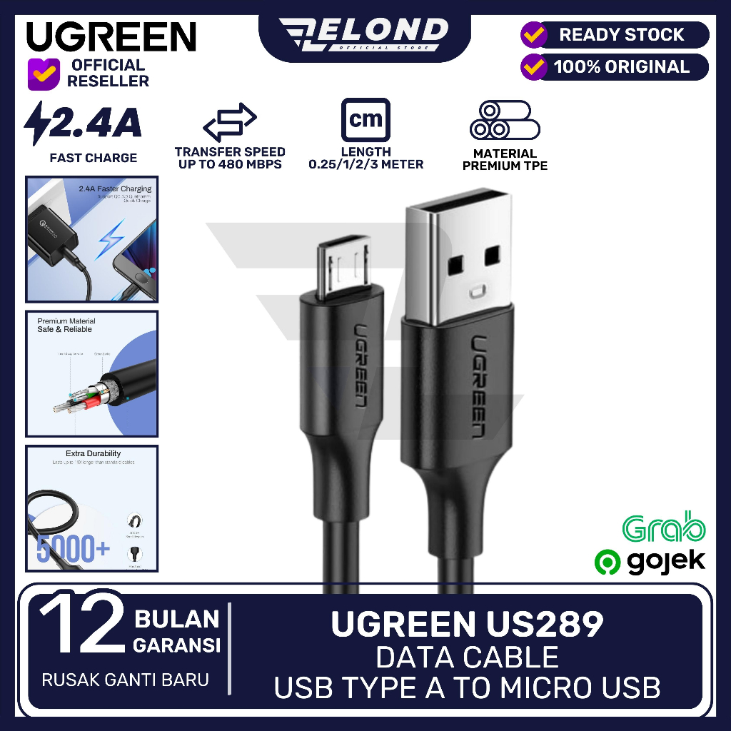 Jual Kabel Data Micro USB QC 3.0 Fast Charging UGREEN US289 | Shopee ...