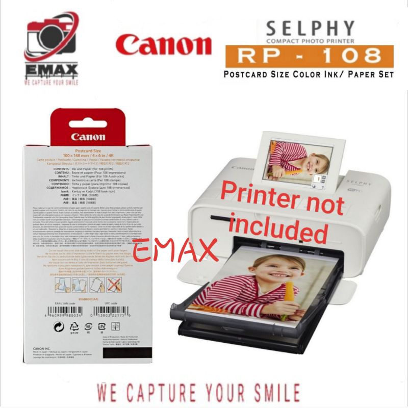 Jual CANON SELPHY RP-108 Photo Printer Ink Paper CP800 CP820 CP900 ...