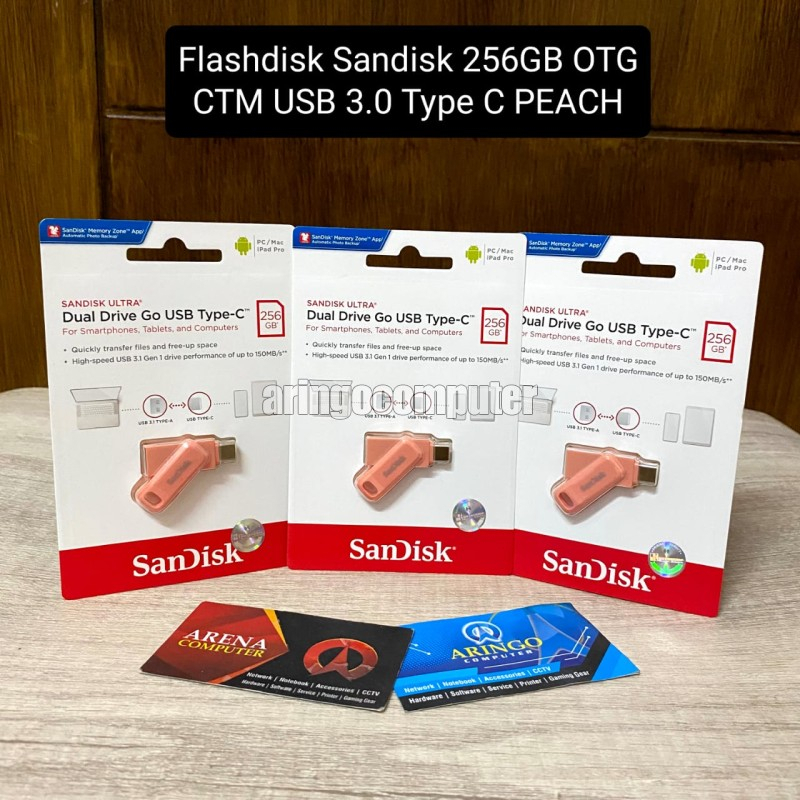 Jual Flashdisk Sandisk 256GB OTG CTM USB 3.0 Type C PEACH Shopee Indonesia