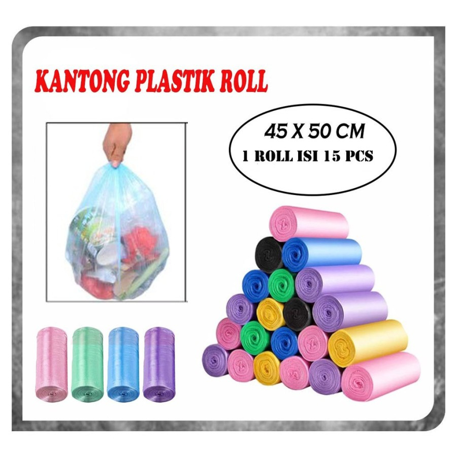 Jual Kantong Plastik Sampah Gulung 45x50cm 1 Roll Isi 15 Pcs Kantong Sampah Roll Shopee 0549
