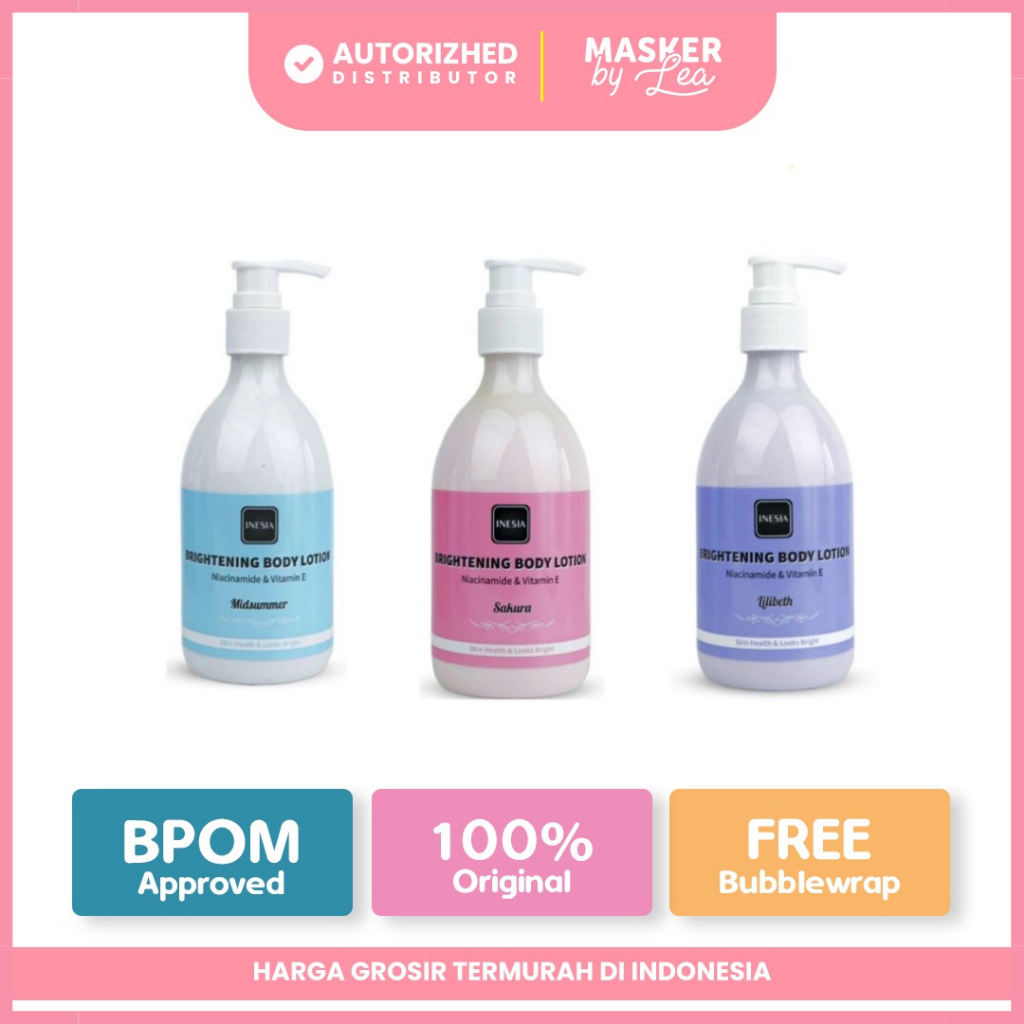 Jual INESIA Body Lotion Brightening with Niacinamide & Vitamin E 300ML / Handbody Lotion Aman
