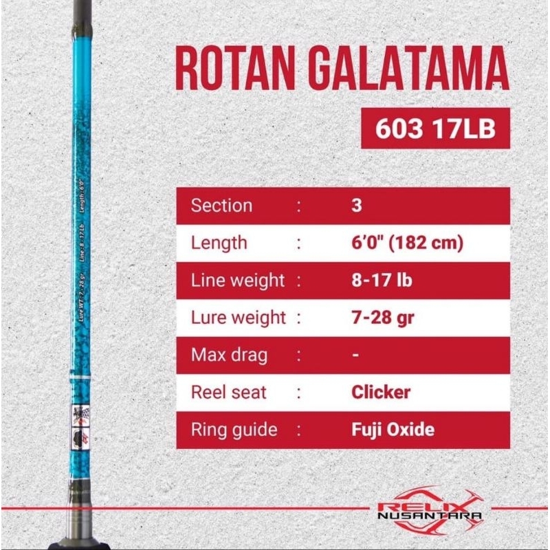 Jual Joran Relix Nusantara Rotan Galatama 603 | 17 LB | Shopee Indonesia