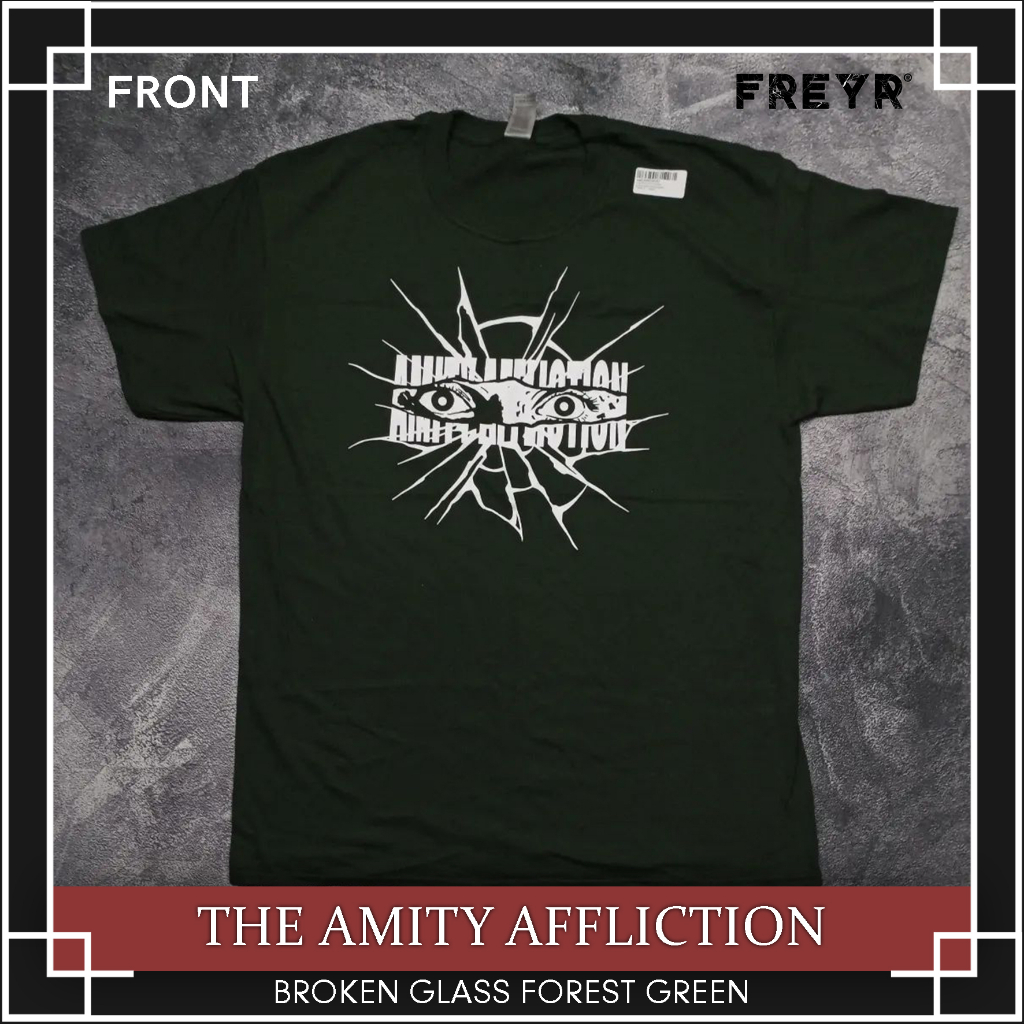 Jual Kaos Band The Amity Affliction Broken Glass Forest Green