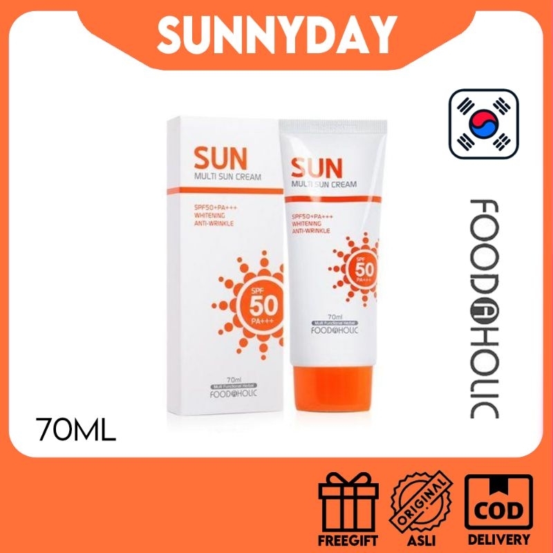FOOD HOLIC Multi Sun Cream SPF50 PA+++ - 70ml X 5 Pack, Whitening & Anti-Wrinkle Korean Sunscreen