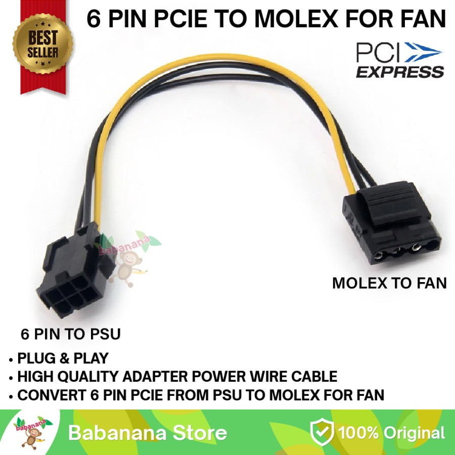 IBM 7-inch PCIe 6-Pin Male To 6-Pin Male Power Adapter Cable, 59Y3455 59Y3169