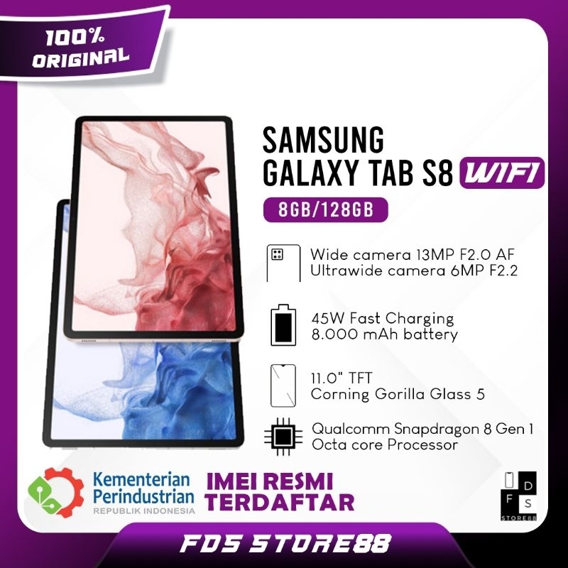 Jual Samsung Galaxy Tab S8 5G 8 / 128 GB Wifi Garansi Resmi SEIN ...