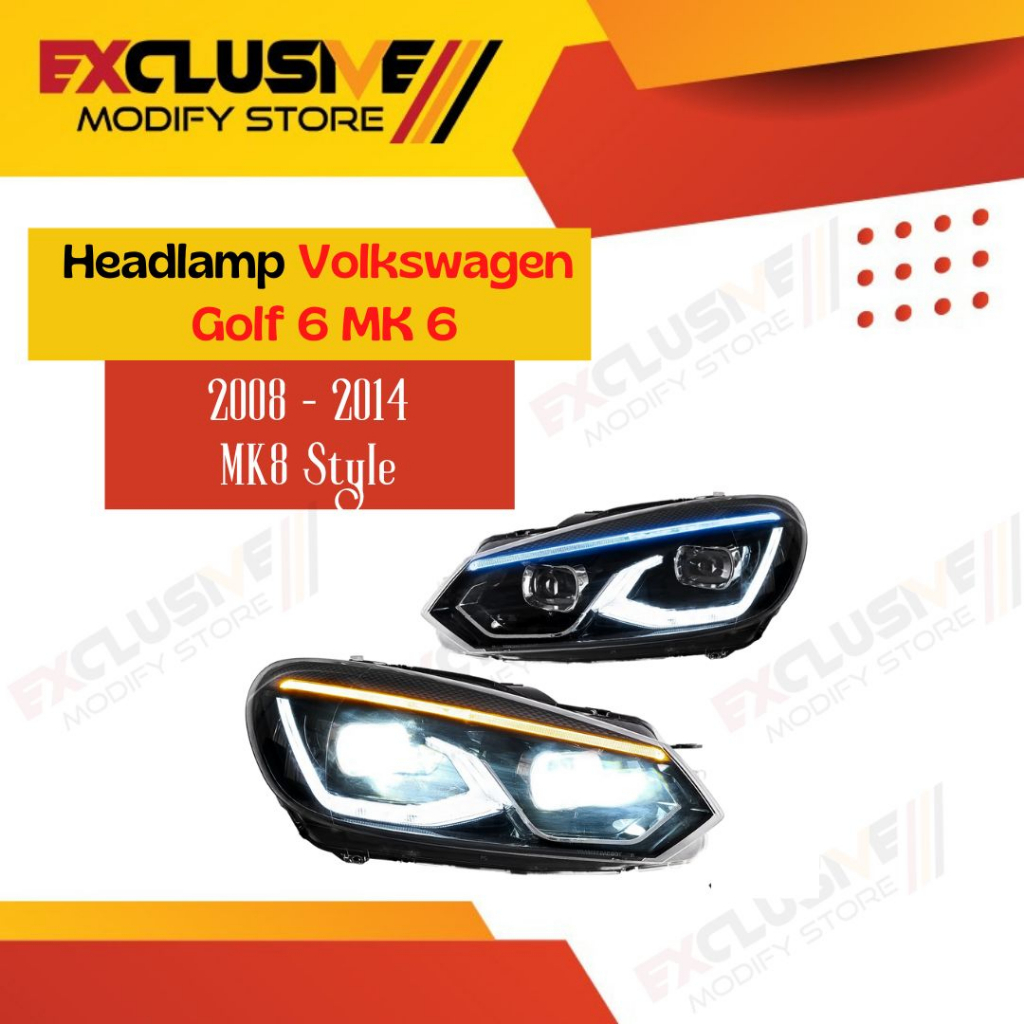 Jual HEADLAMP VOLKSWAGEN GOLF 6 MK6 2008 2014 MK 8 STYLE TIPE BILED