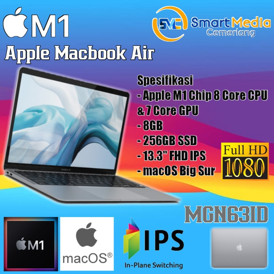 Jual MACBOOK AIR M1 8 CORE CPU 8GB 256GB SSD MAC OS RESMI