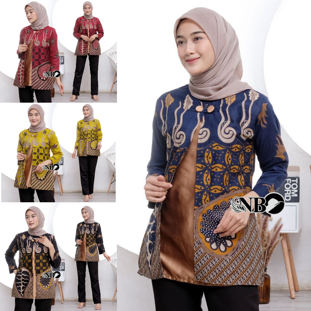 Jual Baju Batik Wanita Modern Atasan Blouse Batik Kerja Kantor | Shopee ...