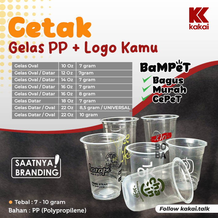 Jual Promo Sablon Cup Plastik Custom Gelas Plastik Sablon Gelas 22 Oz 8gram 1000pcs 0055