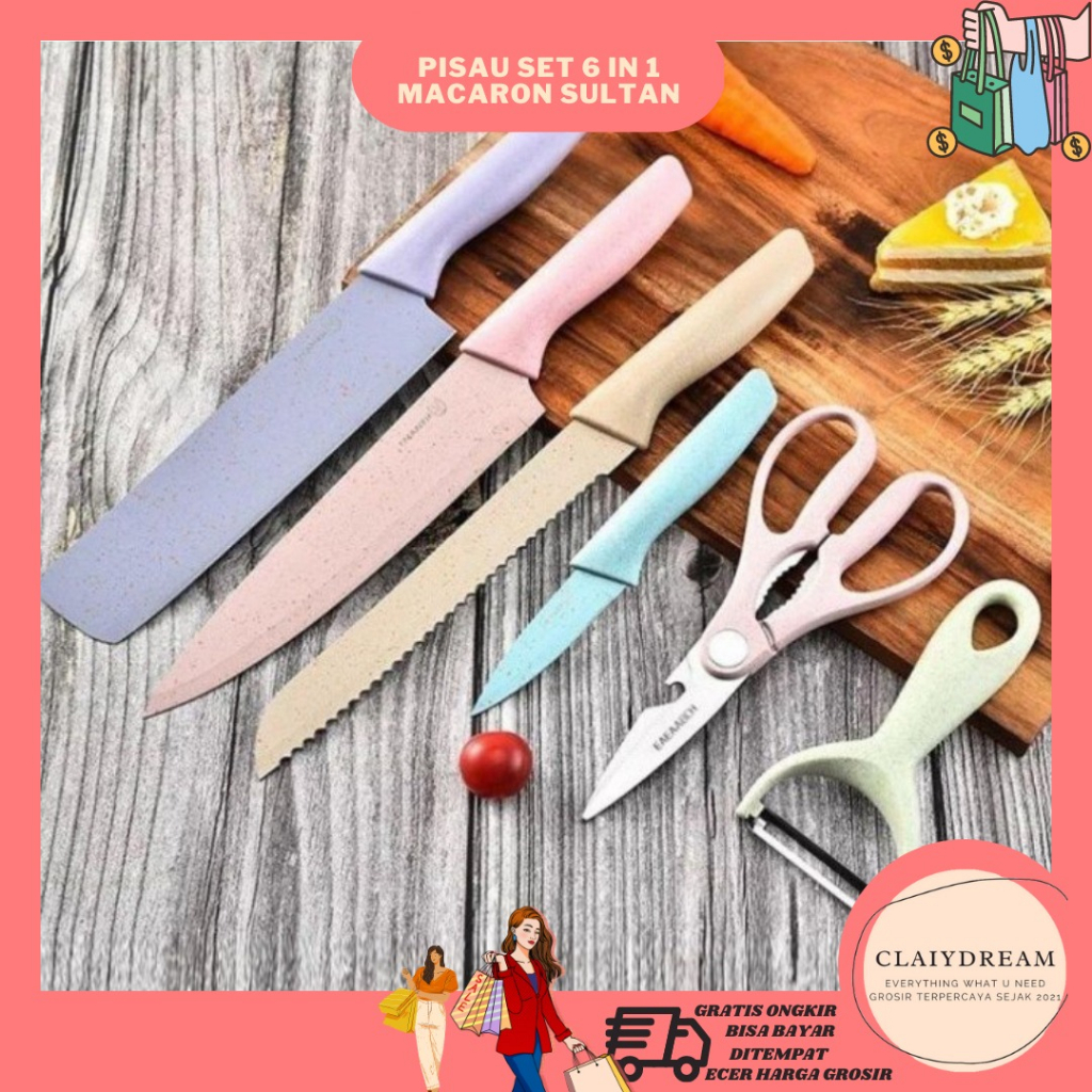 Jual CLAIYDREAM PISAU SET EVCRIVERH 6 IN 1 KITCHEN KNIFE ( CEK