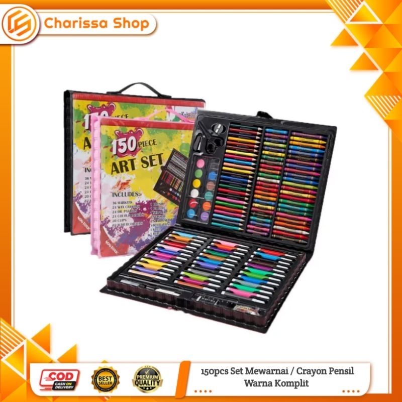 CRAYON ART SET / KOPER SET CRAYON MEWARNAI / ALAT TULIS ANAK 145PCS SET  CRAYON ANAK MENGGAMBAR krayon gambar mewarnai