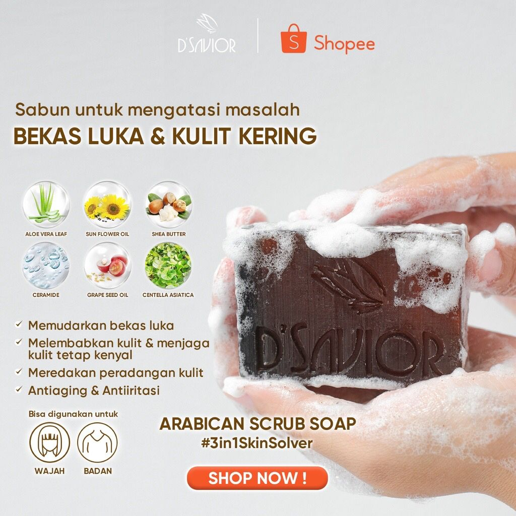 Jual DSAVIOR Arabican Scrub Soap 80gr / Sabun Badan Bekas Luka, Jerawat