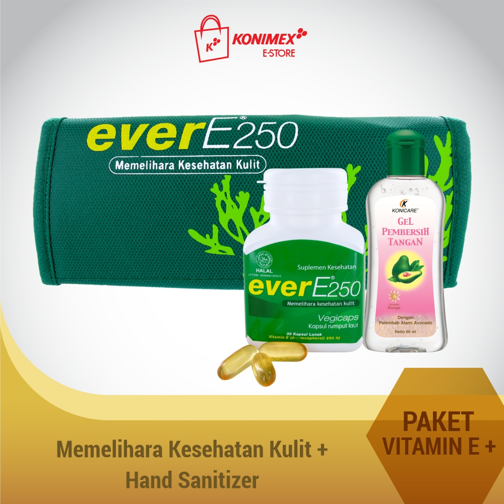 Jual Evere250 Vitamin E Botol 30 And Konicare Pembersih Tangan Bonus Pouch Cantik Shopee Indonesia 8843