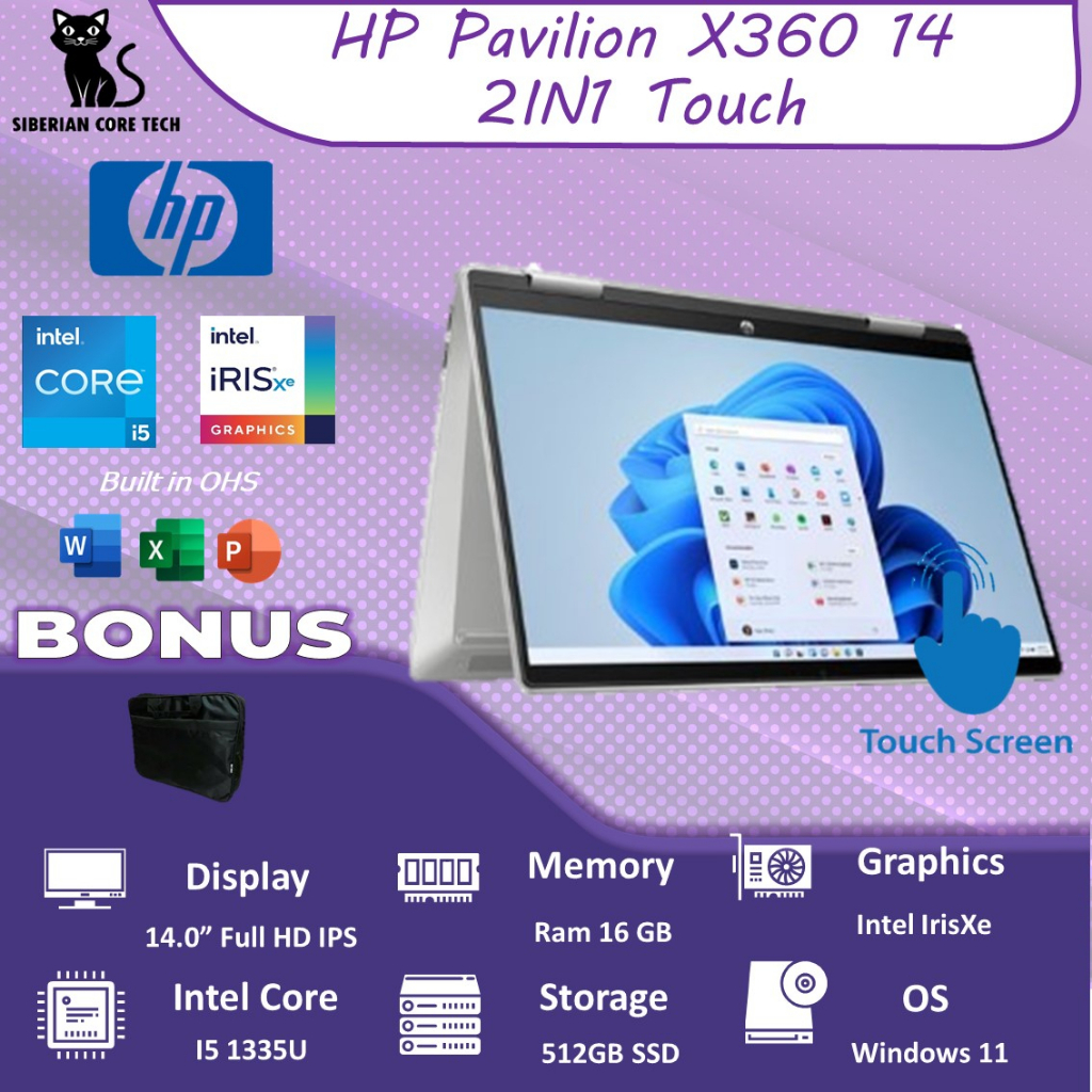 Jual Hp Pavilion X360 14 Touch I5 1335u 16gb 512ssd W11ohs 140fhd Ips 2in1 Blit Pen 2yradp 1643