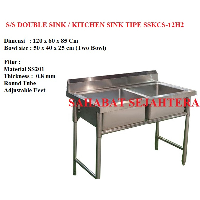 Jual Double Sink Table / Kitchen Sink TIPE KCS12H2 / KCS 12H2