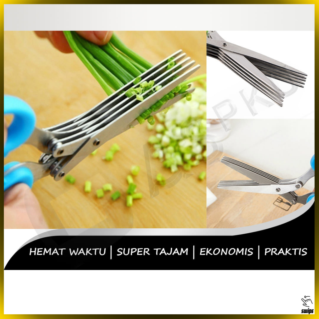 Jual Pemotong Gunting Sayur 5 Lapis Bawang Masak Multi Fungsi Serbaguna ...