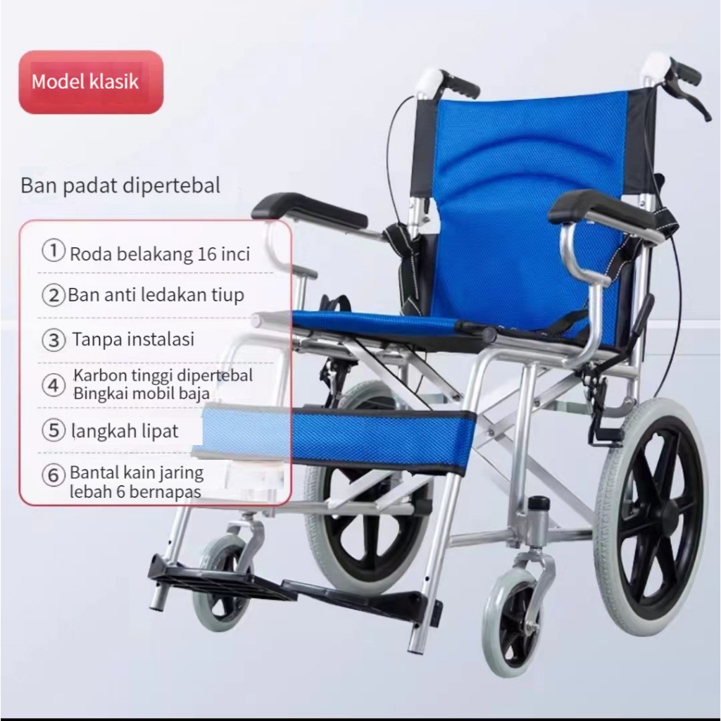 Jual Kursi Roda Lipat Armrest Ajustable Kursi Roda Traveling Wheelchair