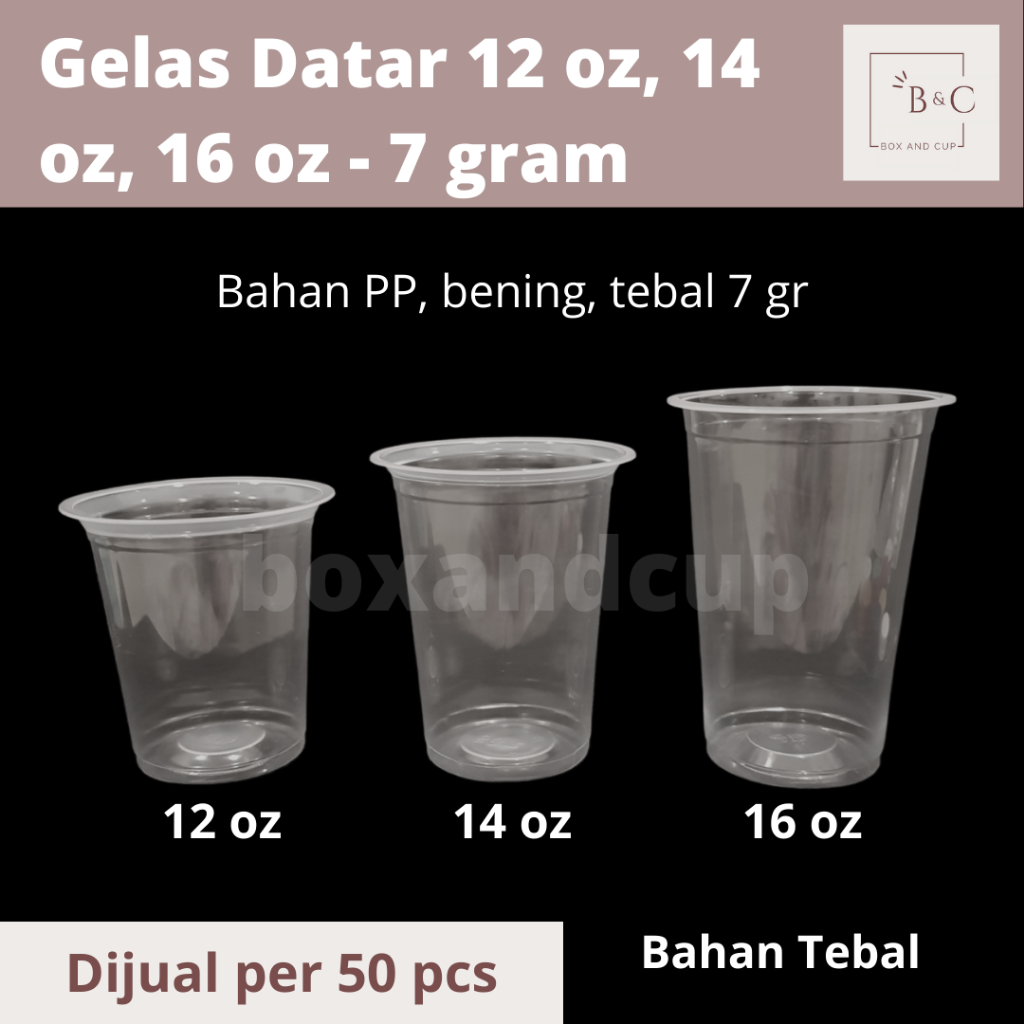 Jual Gelas Cup Plastik Datar Bening TEBAL / Gelas Boba / Bubble Tea ...