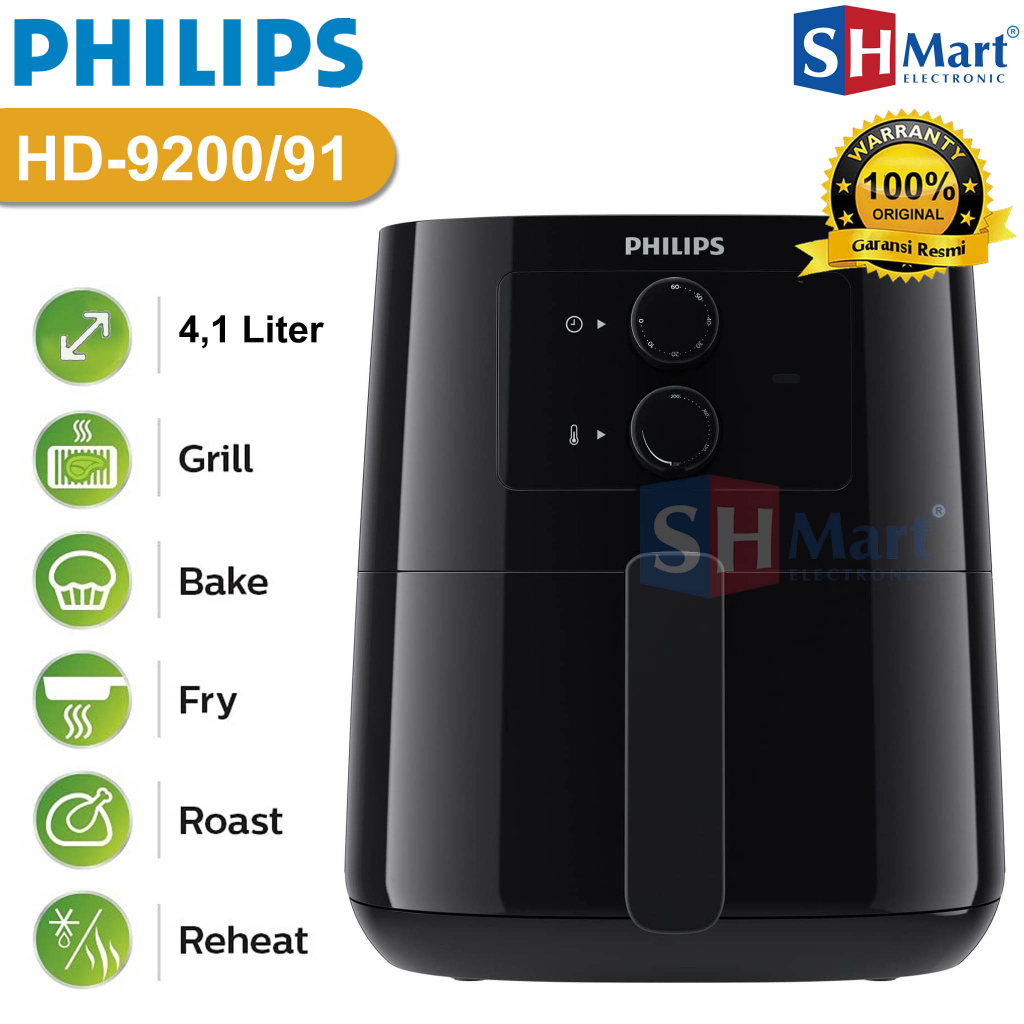 Jual AIR FRYER PHILIPS HD9200/91 LOW WATT 800 WATT KAPASITAS 4,1 LITER ...