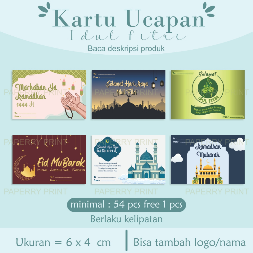 Jual [6 x 4 cm] Kartu Ucapan Idul Fitri / Kartu Ucapan Lebaran / Kartu