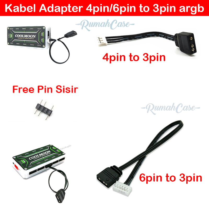 YAODHAOD ARGB Adapter Set - 2 Stück 5V Auf 4/6 Pin Converter Für PC Lüftersteuerung