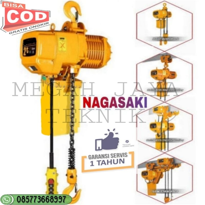 Jual electric chain hoist 3 ton 6 meter 380v/3phase Nagasaki japan Shopee Indonesia