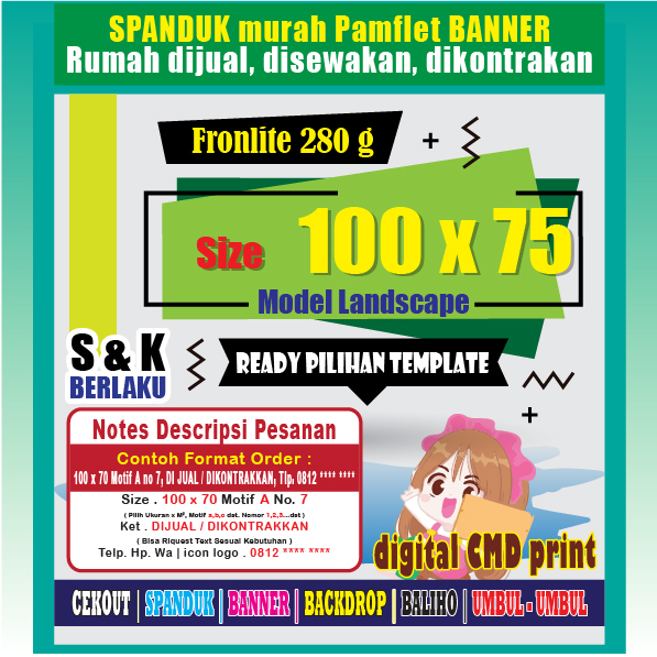 Jual Spanduk Murah Pamflet Banner Rumah Dijual Bahan Flexy G