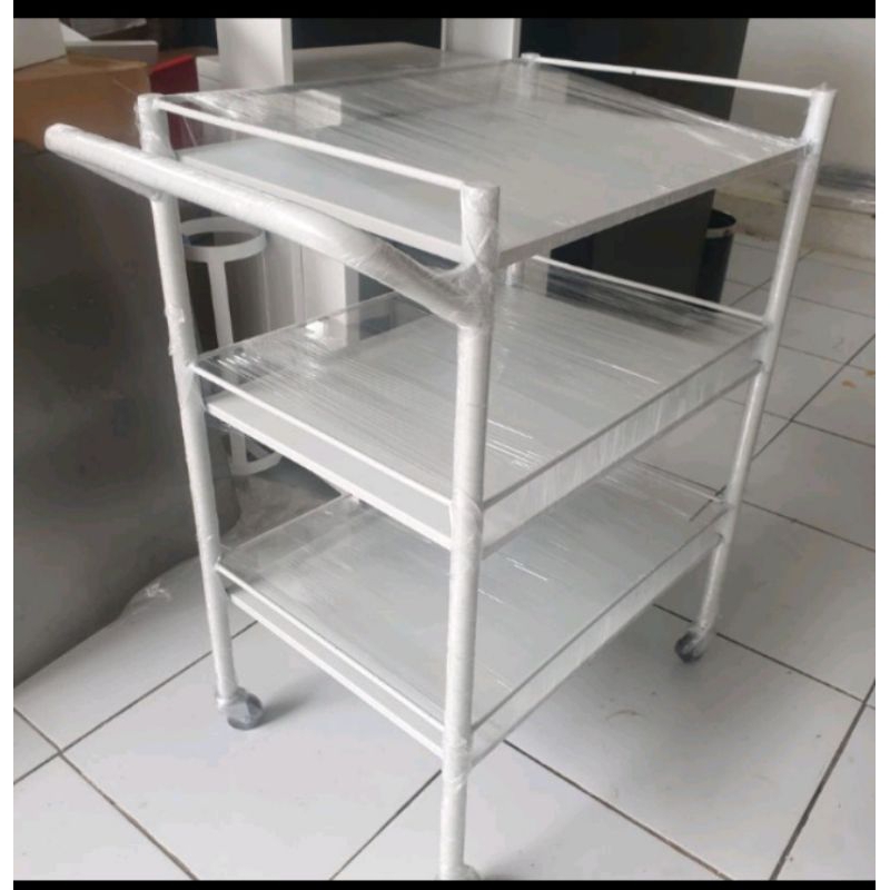 Jual meja instrument 3 rak besi / troly instrument medis rumah sakit ...