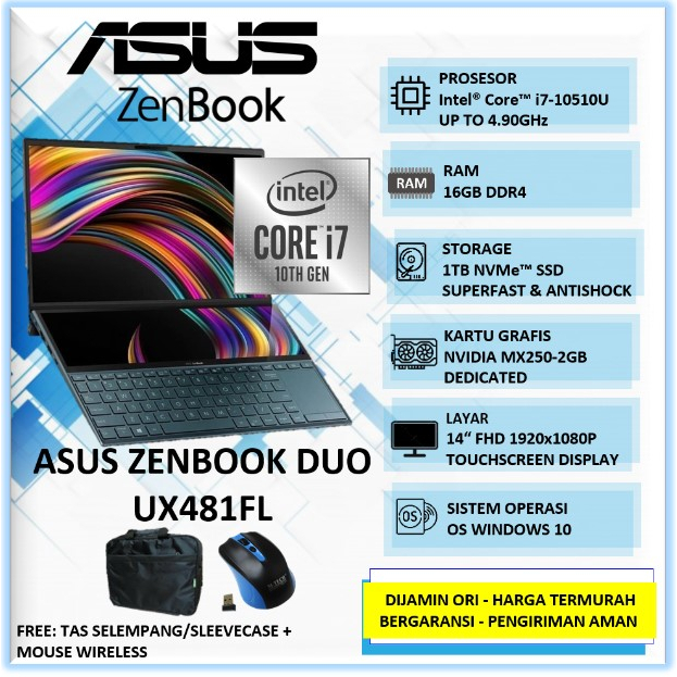 Duo Ux481fl Notebook Zenbook Duo Jual Laptop Asus Zenbook Duo