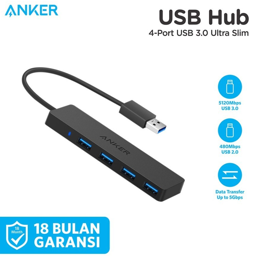 Jual Anker USB Hub 4-Port USB 3.0 Ultra Slim-A7516 | Shopee Indonesia