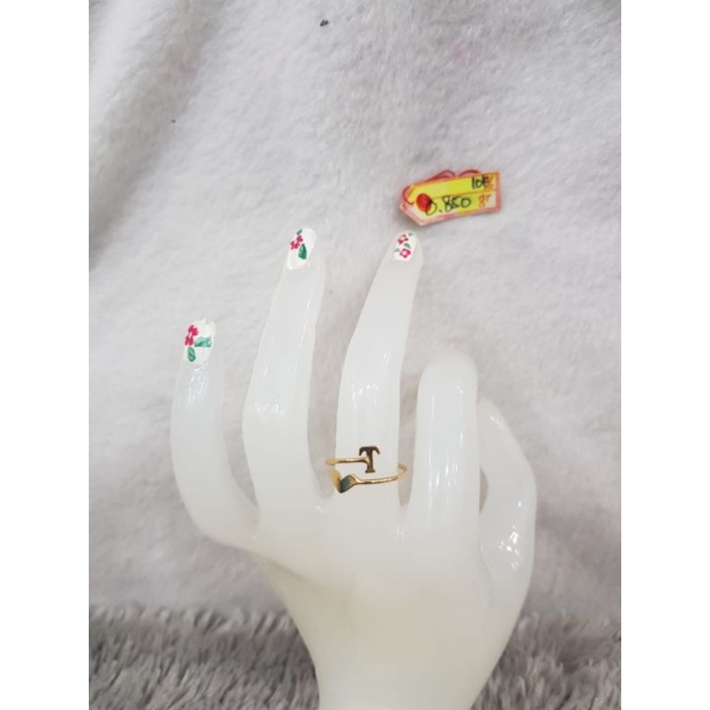 Jual CC1713DLM Cincin model inisial nama huruf T love emas kuning asli