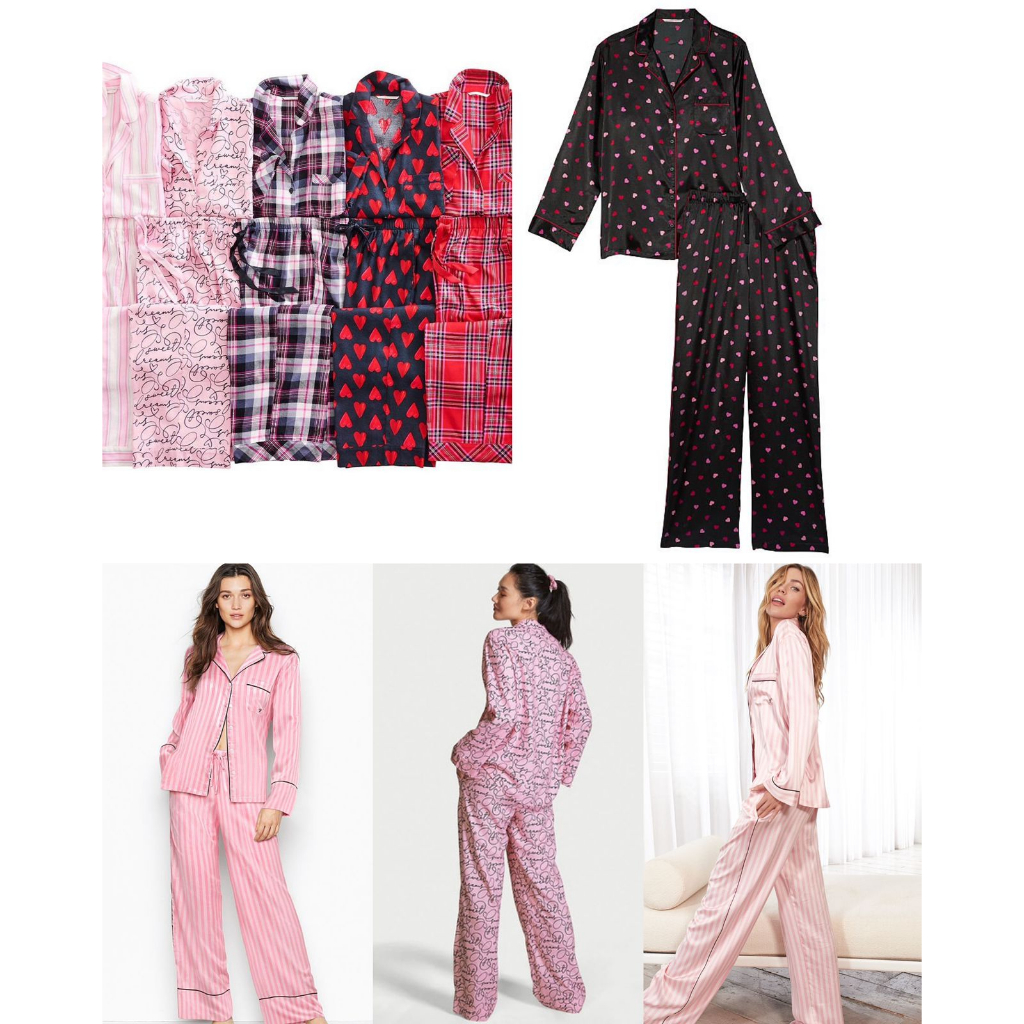 Jual Victoria Secret Satin Long Pajamas Set ( pajamas top + pants