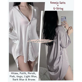 Kemeja Bigszie Wanita Kemeja Lingerie Oversize Baju Tidur Satin Wanita Lingerie Satin Baju Sexy