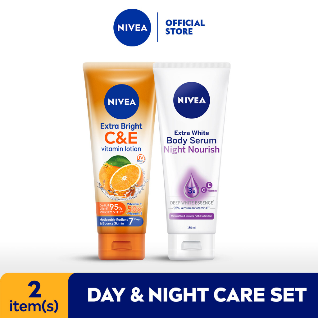 Jual NIVEA Extra Bright Booster Night Set C&E Body Lotion + Night