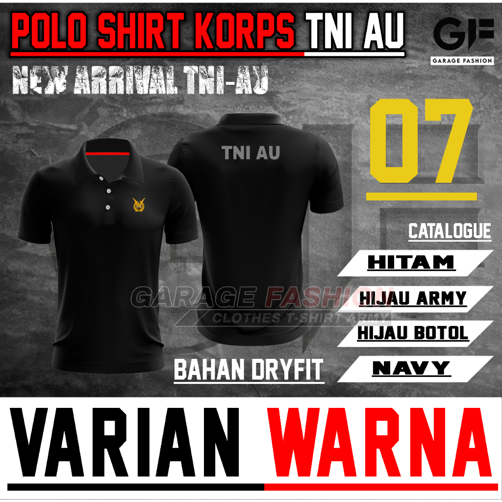 Jual Kaos Kerah Tni Au Kaos Tni Au Wangki Tni Au T Shirt Polo Tni Au Bahan Dryfit Kaos Jersey