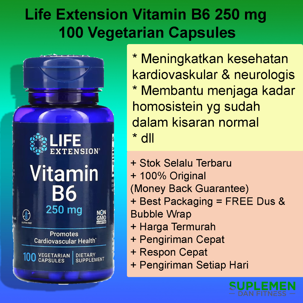 Jual Life Extension Vitamin B6 250 mg 100 Vegetarian Capsules