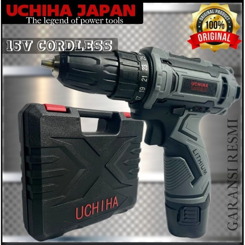 Jual Mesin Bor Cordless Baterai Komplit Uchiha Japan Tembok Kayu Besi ...