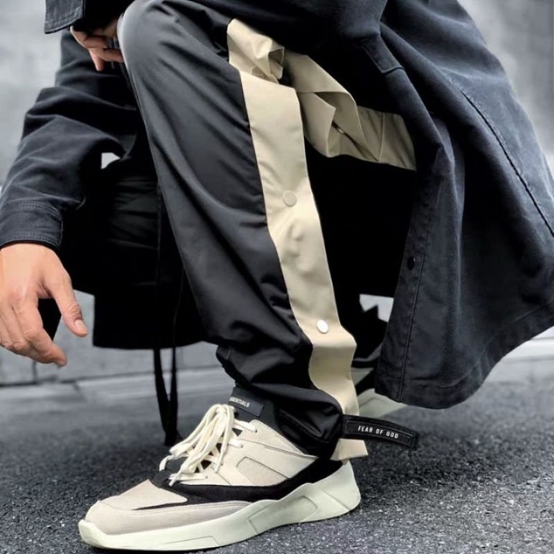 Fear of God Black Nylon Striped Baggy Tearaway Pants