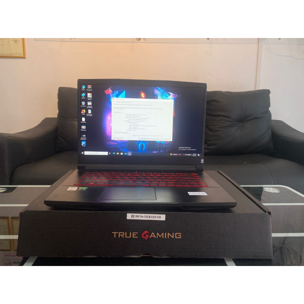 Jual Laptop Gaming MSI GF65 Core i7 gen 10 RTX 3060 Fullset murah